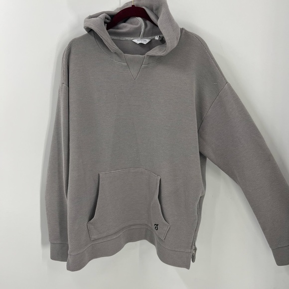PELOTON kangaroo pocket blue drop shoulder Side Zip Gray Hoodie L - Picture 2 of 14